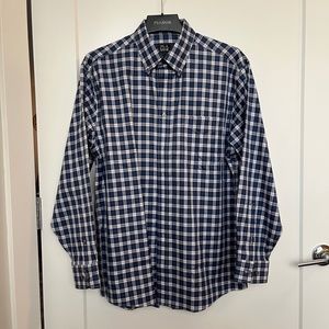 Jos. A. Bank Medium Blue and Yellow Striped Button Down Long Sleeve